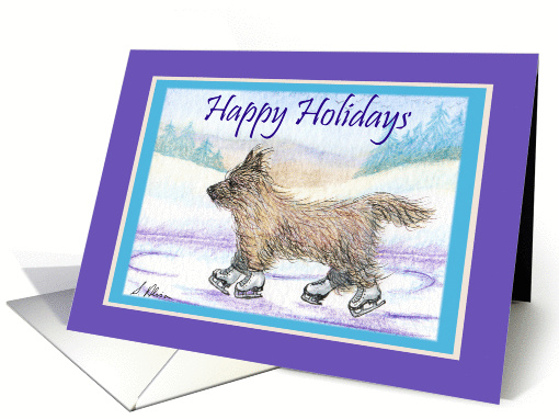 Happy Holidays, Cairn Terrier ice skating card (1456722)