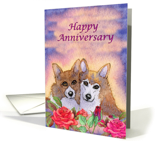 Happy Anniversary, Corgi dogs romantic couple anniversary card