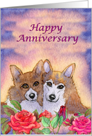 Happy Anniversary, Corgi dogs romantic couple anniversary card