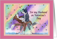 Valentine Husband, romantic Border Collie dogs ballroom dancing, card