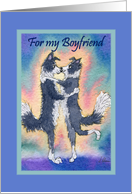Valentine’s Day for my Boyfriend, Border Collie dogs, couple in love card