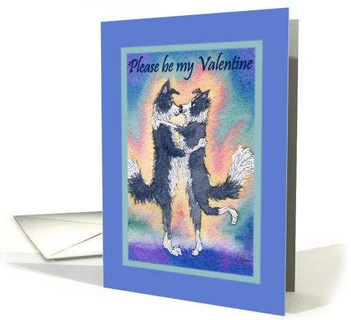Valentine's Day card, Border Collie dogs, couple in love card