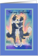 Valentine’s Day card Girlfriend, Border Collie dogs, couple in love card