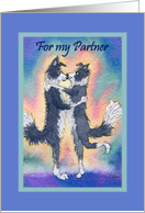 Valentine’s Day card Partner, Border Collie dogs, couple in love card