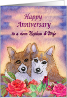 Happy Anniversary Nephew & Wife, dog card, married couple card