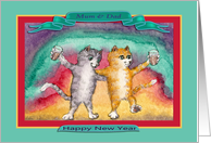 Happy New Year Mum & Dad cat card