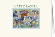 Happy Easter, dogs hunting for Easter eggs card