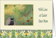 With love at Easter, Mum - Border Collie dog in a meadow card