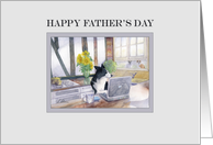 Happy Father’s Day, border collie dog on his laptop card