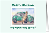 Happy Father’s Day someone special, Corgi dog leaning on a car card