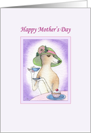 Happy Mother’s Day, Greyhound drinking tea card
