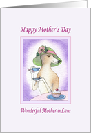 Happy Mother’s Day Mother-in-Law, Greyhound having afternoon tea card