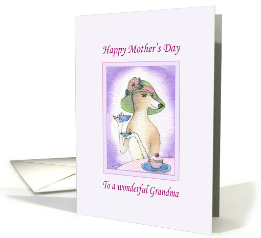 Happy Mother's Day Grandma, Greyhound having afternoon tea card