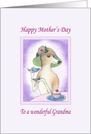 Happy Mother’s Day Grandma, Greyhound having afternoon tea card