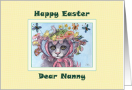 Happy Easter Nanny, cat in an Easter bonnet card