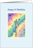 Happy 6th Birthday, Greyhound dog dancing to music card