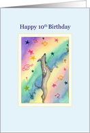 Happy 10th Birthday, Greyhound dog dancing to music card