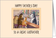 Happy Father’s Day great Godfather, cats at a bar having a drink card