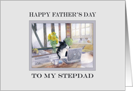 Happy Father’s Day, Stepdad - border collie dog on his laptop card