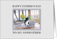 Happy Father’s Day, Godfather - border collie dog on his laptop card