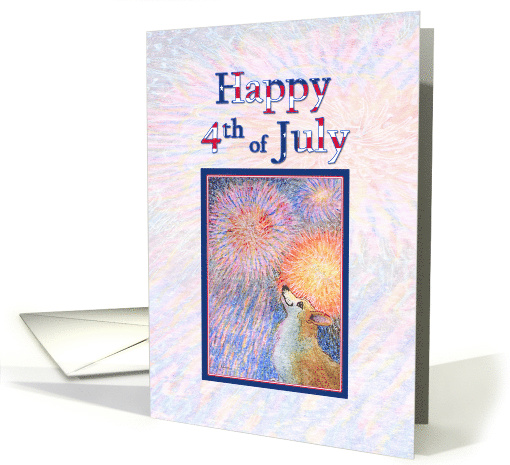 Happy 4th July, Corgi dog watching fireworks card (1469962)