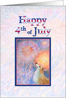Happy 4th July, Corgi dog watching fireworks card