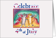 Celebrate 4th July, Cats raising a glass card