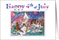 Happy 4th of July, terrier dogs at a party card