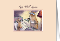 Get well soon, caring corgi dog nurse card