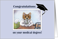 Congratulations, medical degree, corgi dog doctor card