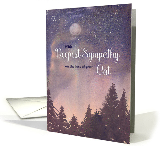 Deepest Sympathy, loss of your cat, moonlit sky scene card (1471960)