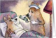 Corgi nightingale, corgi dog nurse blank note card