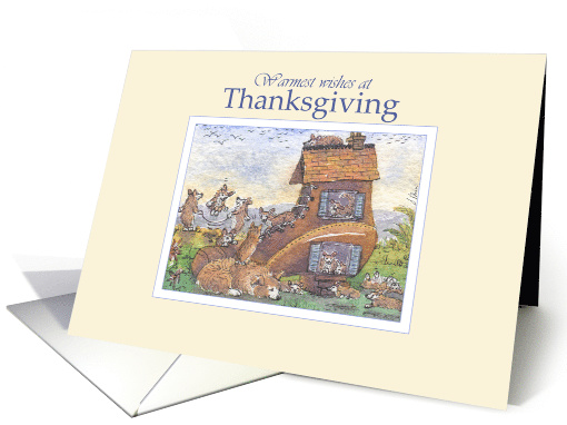Thanksgiving wishes, corgi dogs in a shoe house card (1473448)
