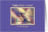 Happy Halloween to all of you, greyhound witch on broomstick card