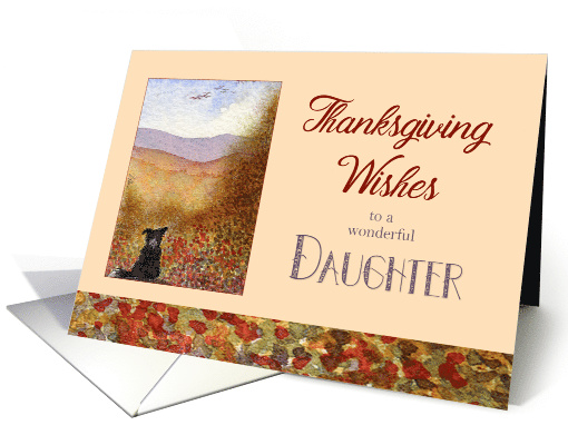 Thanksgiving Wishes Daughter, Border Collie in a poppy field card