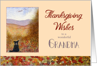 Thanksgiving Wishes Grandma, Border Collie in a poppy field card