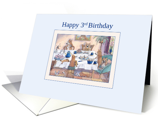 Happy 3rd Birthday dog card, Corgi birthday party card (1475498)