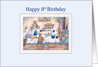 Happy 8th Birthday dog card, Corgi birthday party card