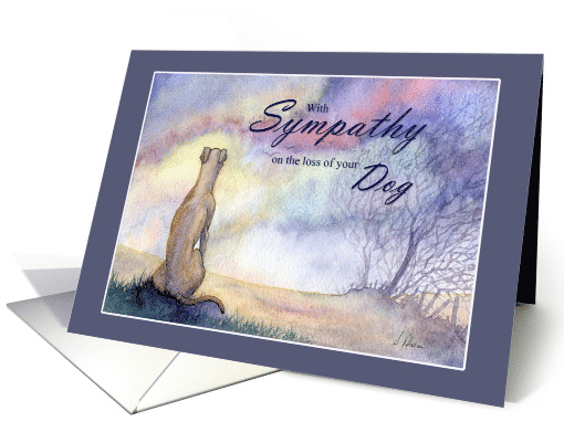 Loss of dog sympathy card, greyhound & dawn sky card (1479302)