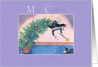 Merry Christmas from our house to yours, border collies & fur tree fun card