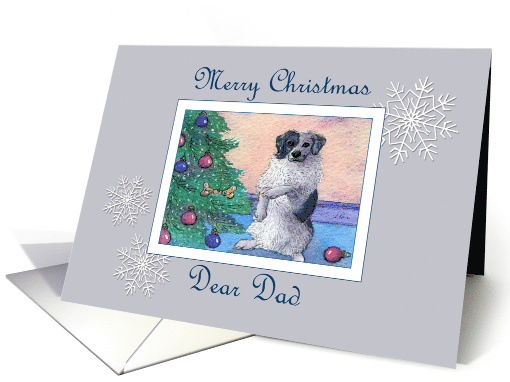 Merry Christmas Dad, border collie dog decorating the... (1481822)