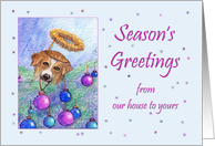 Season’s Greetings our house to yours, Christmas border collie dog card