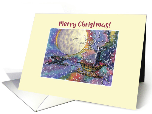 Merry Christmas, border collie dogs in a santa sleigh card (1482308)