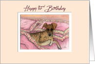 Happy 32nd Birthday, greyhound dog on the bed card