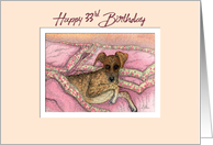 Happy 33rd Birthday, greyhound dog on the bed card