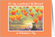 Happy Valentines day girlfriend, border collie dog and love hearts card