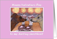 Happy Valentines day sweetheart, greyhound dogs in love card