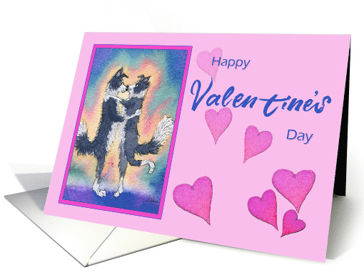 Happy Valentines day, border collie dogs in love secret valentine card