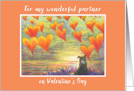 Happy Valentines day partner, border collie dog and love hearts card