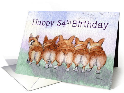Happy 54th Birthday, corgi dogs, five walk away together... (1508962)